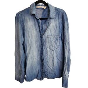 Anthropologie Chelsea & Violet Womens Chambray Shirt Sz S Boho Western Coastal